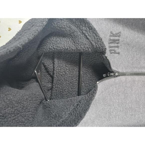 Victorias Secret Pink Grey Reversible Sherpa Hoodie Jacket Full zip SMALL - Picture 6 of 8